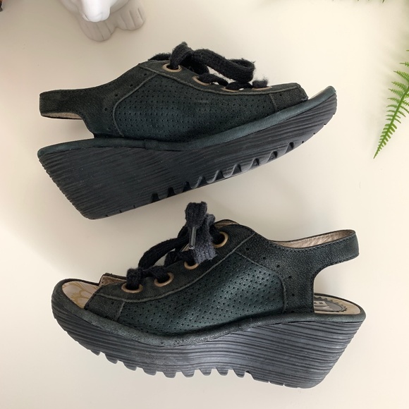 Fly London Shoes - Fly London Yuta Lace-Up Wedge Sandal Sneaker